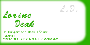 lorinc deak business card
